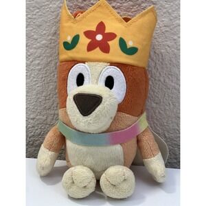 Bluey Bingo Queen Plush 7.5" w/ Crown & Cape Heeler Friends Stuffed Dog